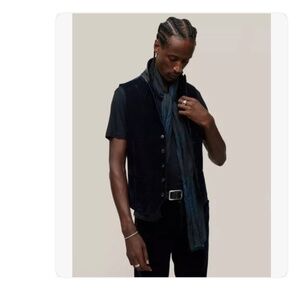 $698 John Varvatos Collection Woodward Vest EU52 US42 Navy Velvet Italy